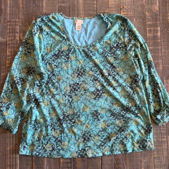 Sigrid Olsen Sport Blue Peasant Blouse Women's Size 2X - Picture 1 of 5
